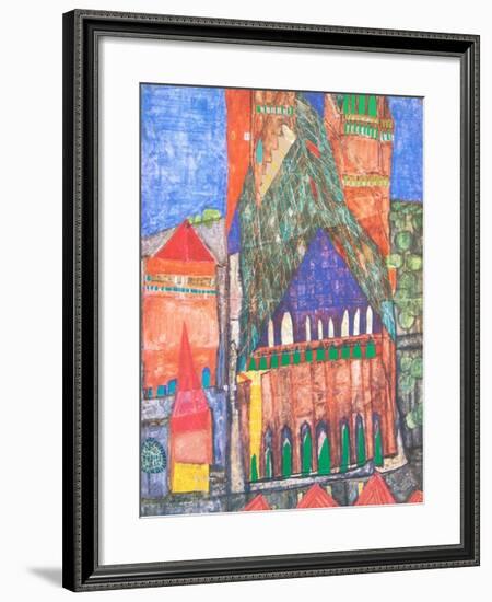 Cathedral No. I, Marrakesch-Friedensreich Hundertwasser-Framed Art Print