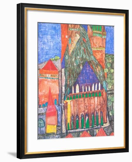 Cathedral No. I, Marrakesch-Friedensreich Hundertwasser-Framed Art Print