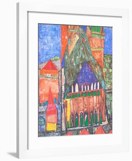 Cathedral No. I, Marrakesch-Friedensreich Hundertwasser-Framed Art Print