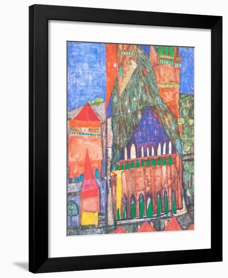 Cathedral No. I, Marrakesch-Friedensreich Hundertwasser-Framed Art Print