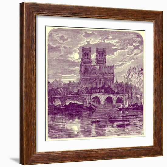 Cathedral of Notre Dame, Illustration from 'French Pictures' by Samuel Green, Published 1878-Richard Principal Leitch-Framed Giclee Print