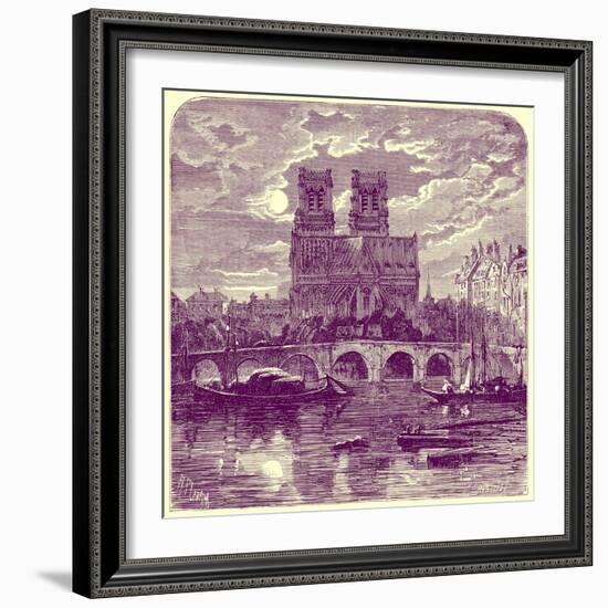 Cathedral of Notre Dame, Illustration from 'French Pictures' by Samuel Green, Published 1878-Richard Principal Leitch-Framed Giclee Print