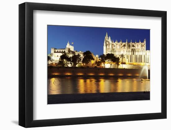 Cathedral of Santa Maria of Palma (La Seu) and Almudaina Palace at Parc De La Mar at Night-Markus Lange-Framed Photographic Print