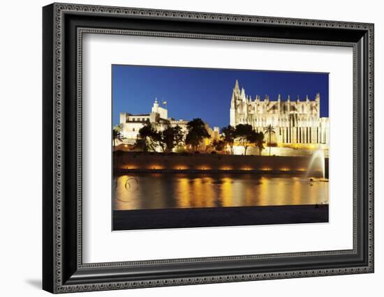 Cathedral of Santa Maria of Palma (La Seu) and Almudaina Palace at Parc De La Mar at Night-Markus Lange-Framed Photographic Print