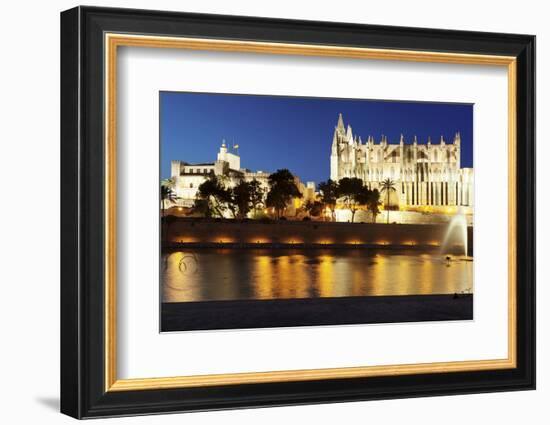 Cathedral of Santa Maria of Palma (La Seu) and Almudaina Palace at Parc De La Mar at Night-Markus Lange-Framed Photographic Print