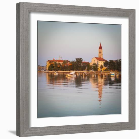 Cathedral of St. Lawrence Illuminated at Sunrise, Stari Grad (Old Town), Trogir, Dalmatia, Croatia-Doug Pearson-Framed Photographic Print