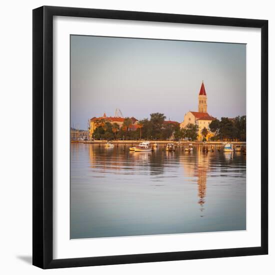 Cathedral of St. Lawrence Illuminated at Sunrise, Stari Grad (Old Town), Trogir, Dalmatia, Croatia-Doug Pearson-Framed Photographic Print