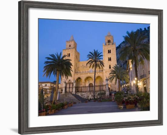 Cathedral, Piazza Duomo in the Evening, Cefalu, Sicily, Italy, Europe-Martin Child-Framed Photographic Print