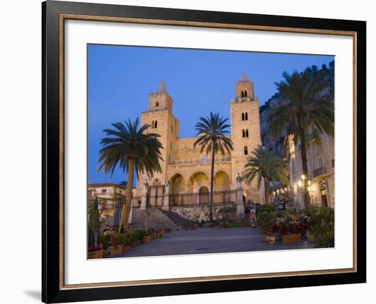 Cathedral, Piazza Duomo in the Evening, Cefalu, Sicily, Italy, Europe-Martin Child-Framed Photographic Print