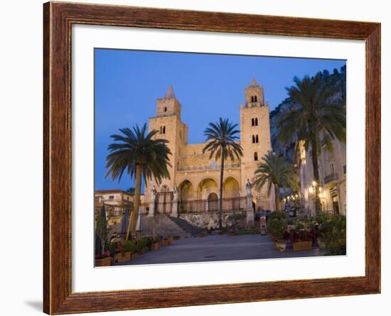 Cathedral, Piazza Duomo in the Evening, Cefalu, Sicily, Italy, Europe-Martin Child-Framed Photographic Print