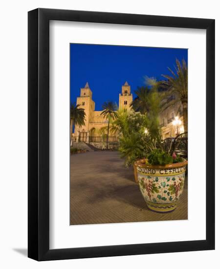 Cathedral, Piazza Duomo in the Evening, Cefalu, Sicily, Italy, Europe-Martin Child-Framed Photographic Print