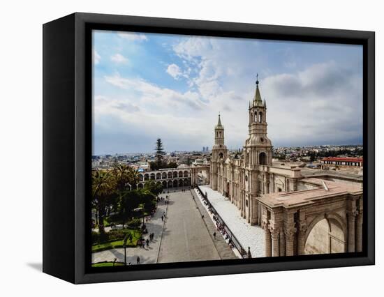 Cathedral, Plaza de Armas, elevated view, Arequipa, Peru, South America-Karol Kozlowski-Framed Premier Image Canvas