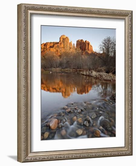 Cathedral Rock Reflected in Oak Creek, Crescent Moon Picnic Area, Coconino National Forest, Arizona-James Hager-Framed Photographic Print