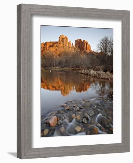 Cathedral Rock Reflected in Oak Creek, Crescent Moon Picnic Area, Coconino National Forest, Arizona-James Hager-Framed Photographic Print