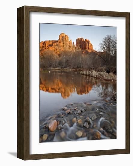Cathedral Rock Reflected in Oak Creek, Crescent Moon Picnic Area, Coconino National Forest, Arizona-James Hager-Framed Photographic Print