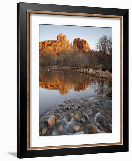 Cathedral Rock Reflected in Oak Creek, Crescent Moon Picnic Area, Coconino National Forest, Arizona-James Hager-Framed Photographic Print