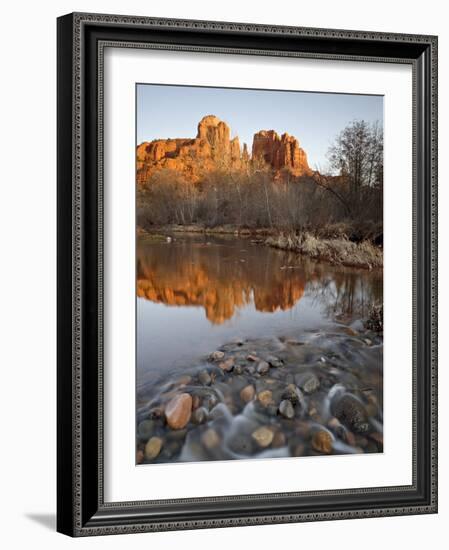 Cathedral Rock Reflected in Oak Creek, Crescent Moon Picnic Area, Coconino National Forest, Arizona-James Hager-Framed Photographic Print