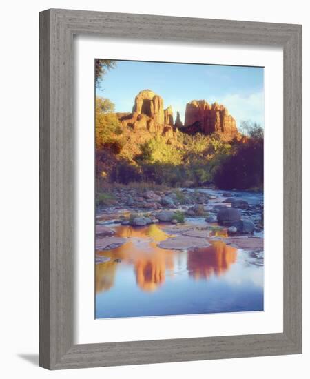 Cathedral Rock Reflecting on Oak Creek, Sedona, Arizona, USA-Christopher Talbot Frank-Framed Photographic Print