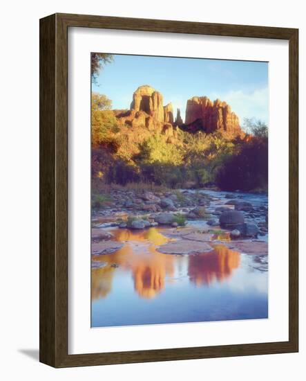 Cathedral Rock Reflecting on Oak Creek, Sedona, Arizona, USA-Christopher Talbot Frank-Framed Photographic Print