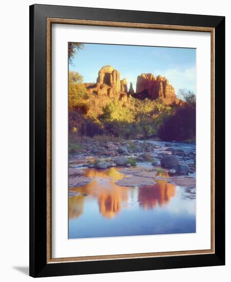 Cathedral Rock Reflecting on Oak Creek, Sedona, Arizona, USA-Christopher Talbot Frank-Framed Photographic Print