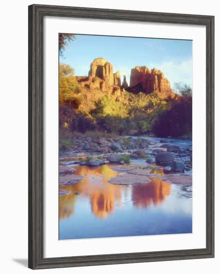 Cathedral Rock Reflecting on Oak Creek, Sedona, Arizona, USA-Christopher Talbot Frank-Framed Photographic Print