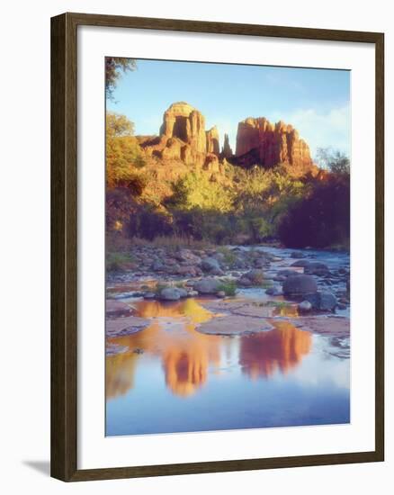 Cathedral Rock Reflecting on Oak Creek, Sedona, Arizona, USA-Christopher Talbot Frank-Framed Photographic Print