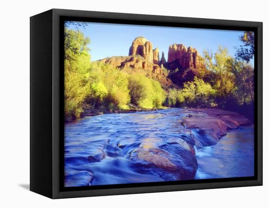 Cathedral Rock Reflecting on Oak Creek, Sedona, Arizona, USA-Christopher Talbot Frank-Framed Premier Image Canvas