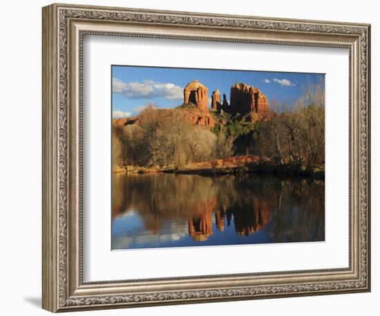 Cathedral Rock Reflections at Sunset, Red Rock Crossing, Sedona, Arizona, USA-Michel Hersen-Framed Photographic Print