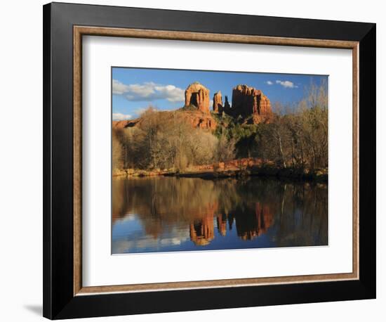 Cathedral Rock Reflections at Sunset, Red Rock Crossing, Sedona, Arizona, USA-Michel Hersen-Framed Photographic Print