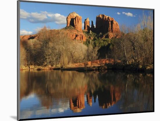 Cathedral Rock Reflections at Sunset, Red Rock Crossing, Sedona, Arizona, USA-Michel Hersen-Mounted Photographic Print