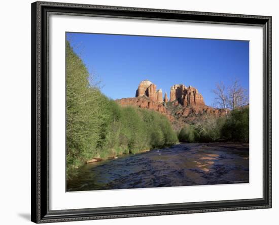 Cathedral Rock Towering Above Oak Creek, in Evening Light, Sedona, Arizona, USA-Ruth Tomlinson-Framed Photographic Print