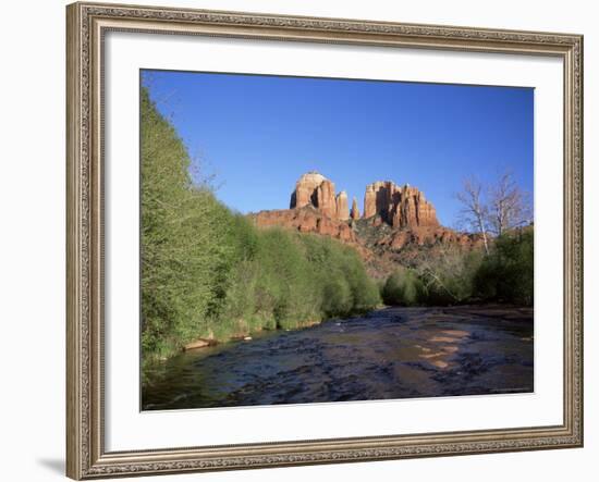 Cathedral Rock Towering Above Oak Creek, in Evening Light, Sedona, Arizona, USA-Ruth Tomlinson-Framed Photographic Print