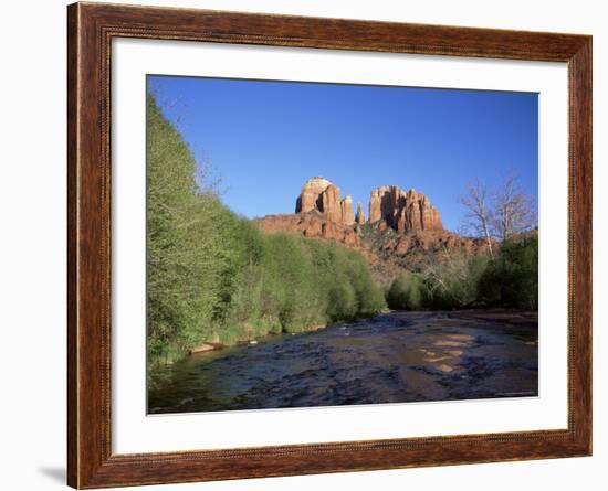 Cathedral Rock Towering Above Oak Creek, in Evening Light, Sedona, Arizona, USA-Ruth Tomlinson-Framed Photographic Print