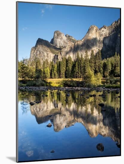 Cathedral Rocks and Bridalveil Fall Reflected in the Merced River of Yosemite Valley-Ann Collins-Mounted Photographic Print