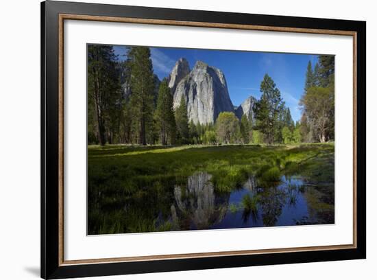 Cathedral Rocks and Pond in Yosemite Valley, Yosemite NP, California-David Wall-Framed Photographic Print