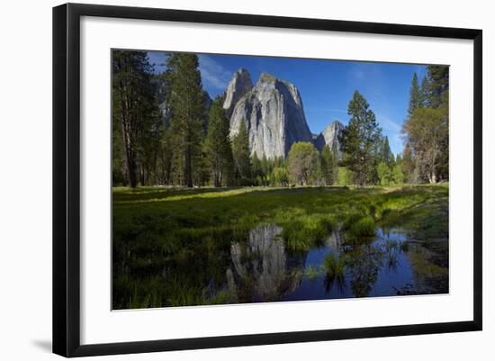 Cathedral Rocks and Pond in Yosemite Valley, Yosemite NP, California-David Wall-Framed Photographic Print