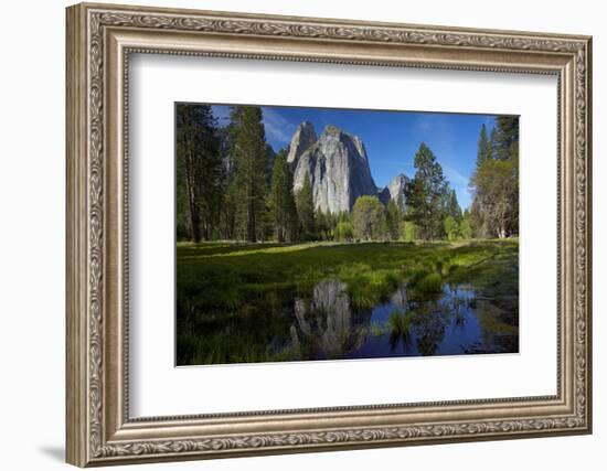 Cathedral Rocks and Pond in Yosemite Valley, Yosemite NP, California-David Wall-Framed Photographic Print