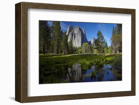 Cathedral Rocks and Pond in Yosemite Valley, Yosemite NP, California-David Wall-Framed Photographic Print