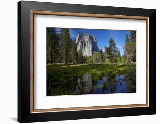 Cathedral Rocks and Pond in Yosemite Valley, Yosemite NP, California-David Wall-Framed Photographic Print