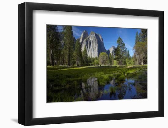 Cathedral Rocks and Pond in Yosemite Valley, Yosemite NP, California-David Wall-Framed Photographic Print