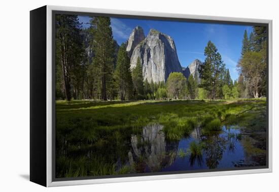 Cathedral Rocks and Pond in Yosemite Valley, Yosemite NP, California-David Wall-Framed Premier Image Canvas