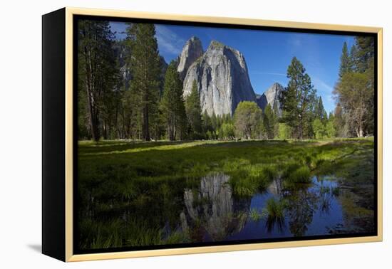 Cathedral Rocks and Pond in Yosemite Valley, Yosemite NP, California-David Wall-Framed Premier Image Canvas