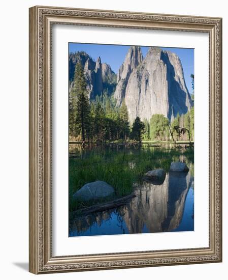 Cathedral Rocks and reflection. Yosemite National Park, CA-Jamie & Judy Wild-Framed Photographic Print