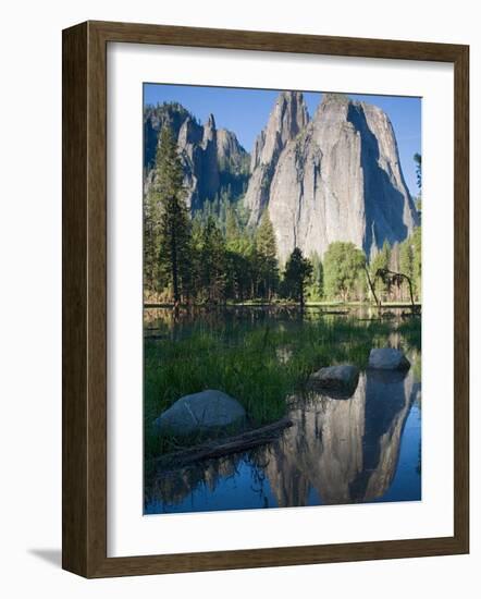 Cathedral Rocks and reflection. Yosemite National Park, CA-Jamie & Judy Wild-Framed Photographic Print