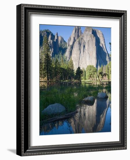 Cathedral Rocks and reflection. Yosemite National Park, CA-Jamie & Judy Wild-Framed Photographic Print