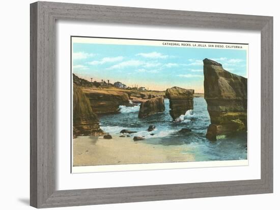 Cathedral Rocks, La Jolla, California-null-Framed Art Print