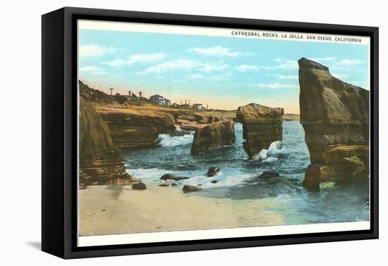 Cathedral Rocks, La Jolla, California-null-Framed Stretched Canvas