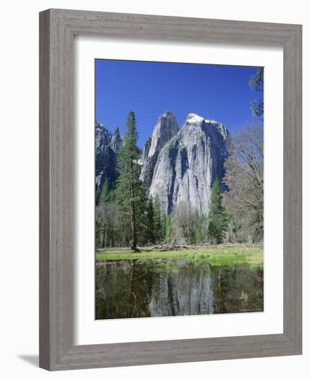 Cathedral Rocks Reflected in Water, California, USA-Roy Rainford-Framed Photographic Print