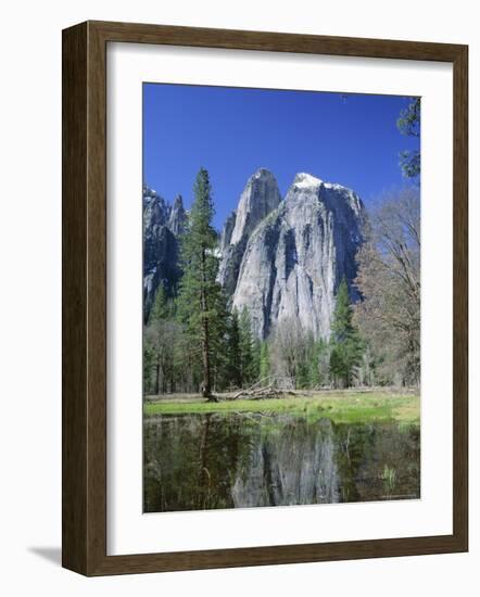 Cathedral Rocks Reflected in Water, California, USA-Roy Rainford-Framed Photographic Print