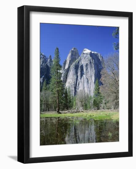 Cathedral Rocks Reflected in Water, California, USA-Roy Rainford-Framed Photographic Print